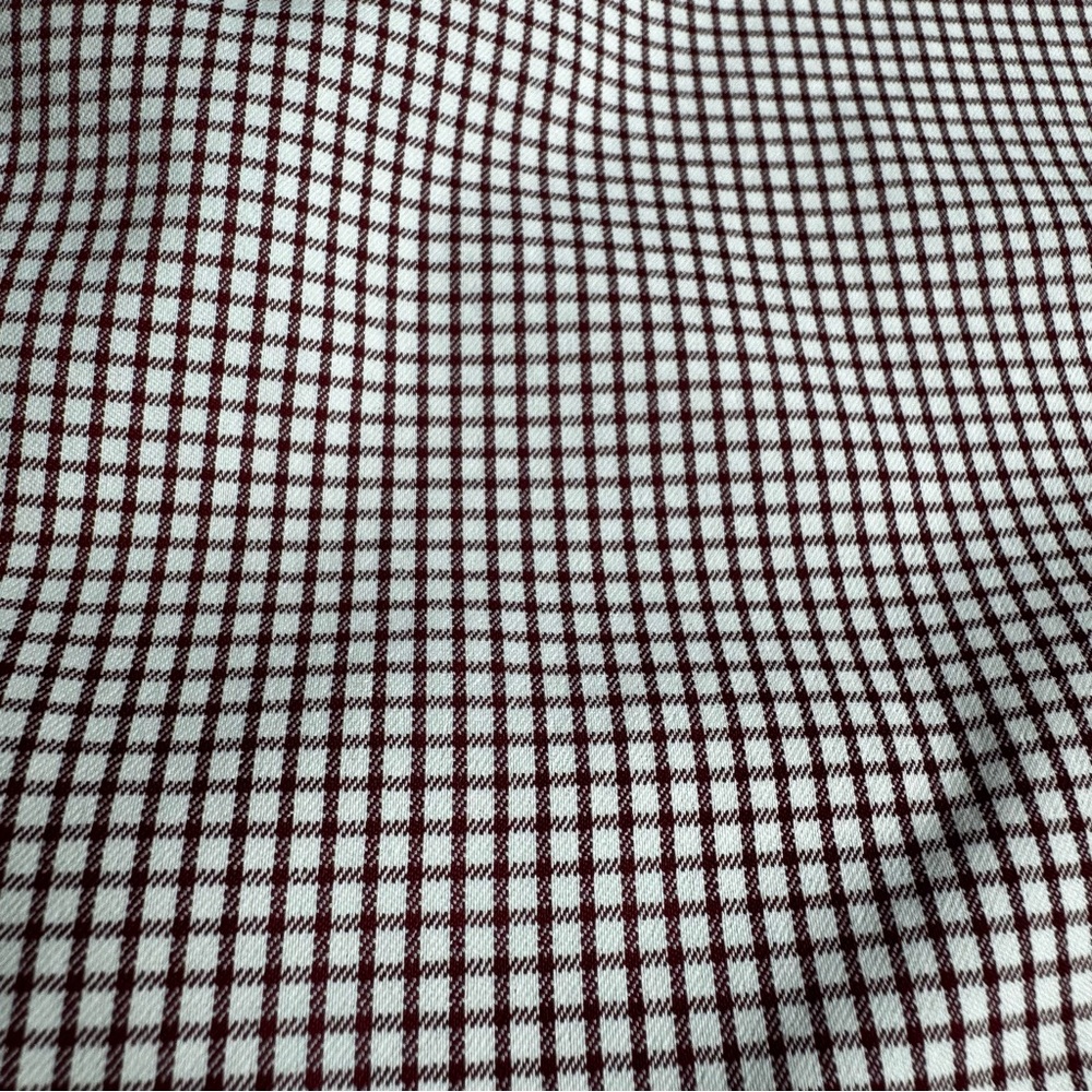 PONCHO Mens Maroon Micro-Check Pearl Snap Short Sleeve Shirt Maroon Microcheck - Picture 5 of 11